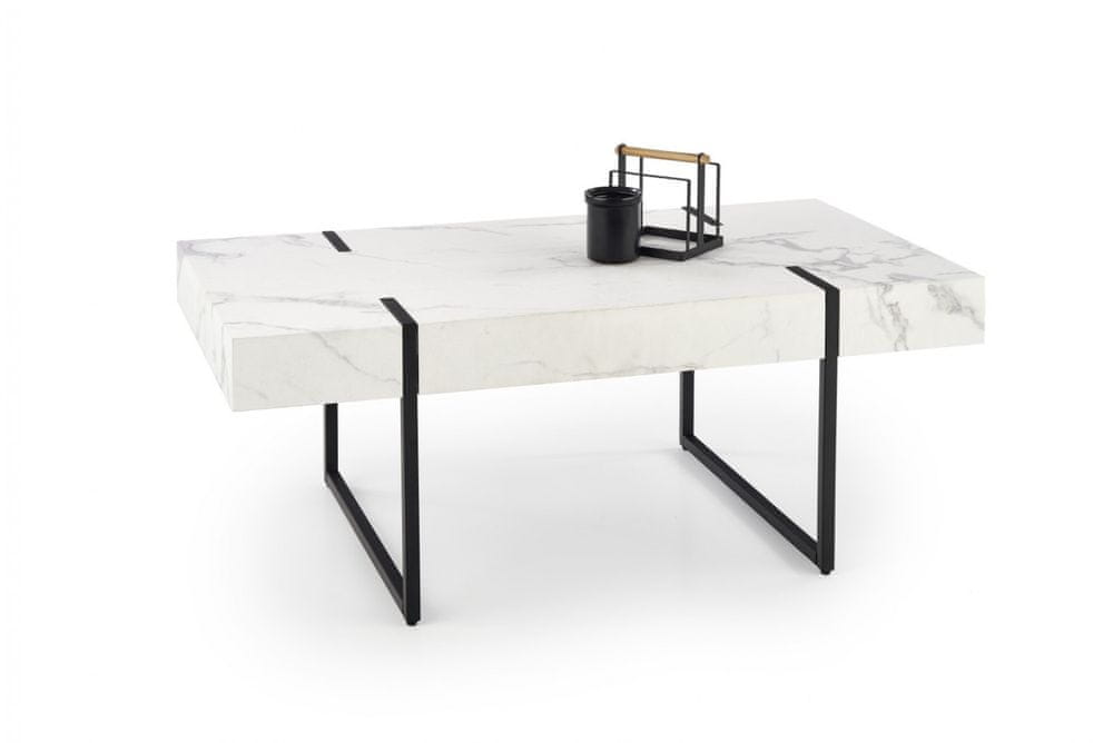 Halmar Konferenčný stôl Blanca, biely mramor / čierna